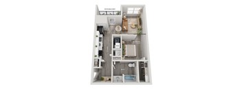 Lincoln Station Rowhomes _ S1 Floor Plan _ Studio Apartment