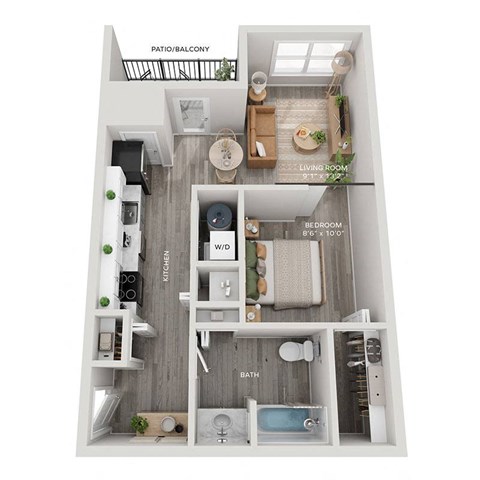Lincoln Station Rowhomes _ S1 Floor Plan _ Studio Apartment