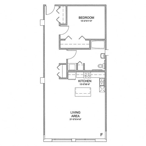 a floor plan of a 1 bedroom floor plan