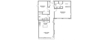 a floor plan of a small house with a bedroom and a living room