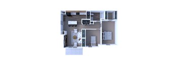 A 3D rendered image of a modern bathroom.