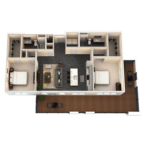 A floor plan of a house with a living room, kitchen, dining room, and bedrooms.