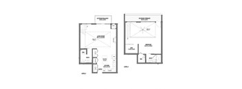 a floor plan of a small house with a bedroom and a living room