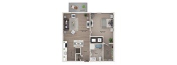1 bed 1 bath apartment floor plan