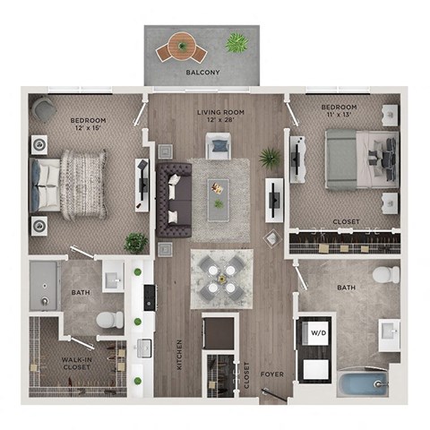 2 bed 2 bath apartment floor plan