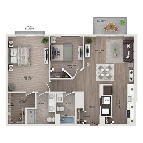 2 bed 2 bath apartment floor plan