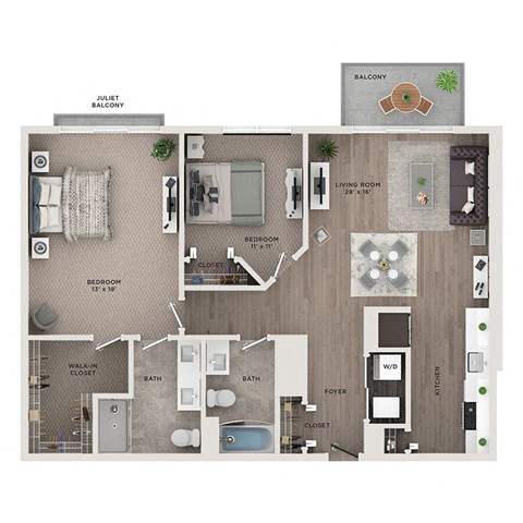 2 bed 2 bath apartment floor plan