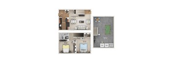 a floor plan with a bedroom and a living room