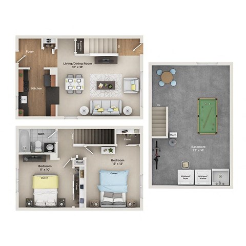 a floor plan with a bedroom and a living room