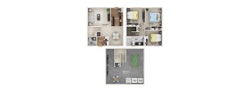 a 3 bedroom floor plan  1199 square feet