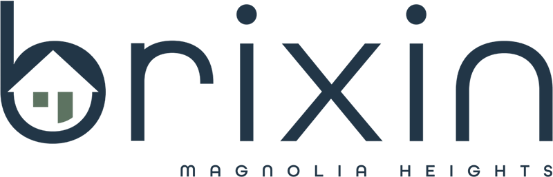 The image shows a logo with the text "brixin" and "magnolia heights".