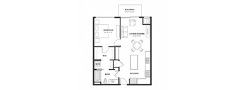 a floor plan of a 1 bedroom floor plan