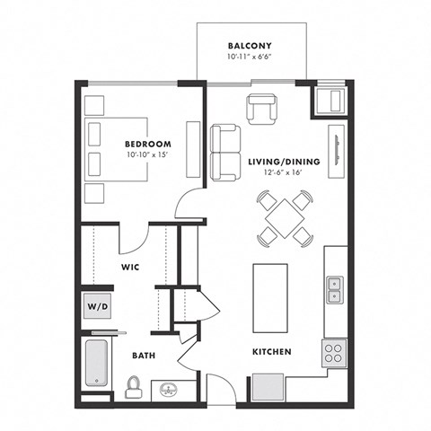 a floor plan of a 1 bedroom floor plan