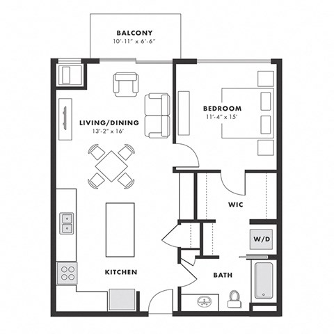 a floor plan of a 1 bedroom floor plan