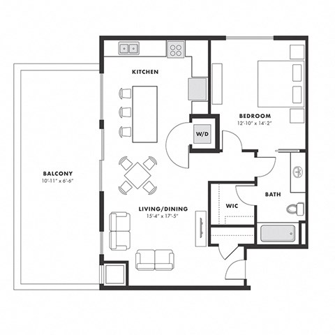 a floor plan of a 1 bedroom floor plan