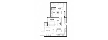 a floor plan of a 1 bedroom floor plan