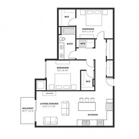 a floor plan of a 1 bedroom floor plan