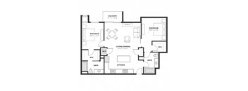 a floor plan of a bedroom floor plan with an open concept