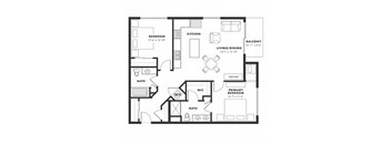 a floor plan of a residence with bedrooms and baths