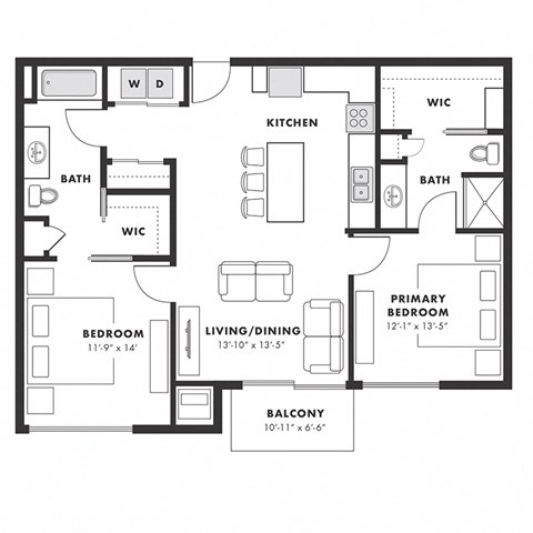 a floor plan of a residence with bedrooms and baths