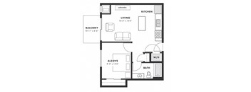 a floor plan of a small house with a bedroom and a living room