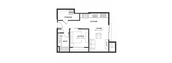 a floor plan of a small house with a bedroom and a living room