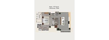 1 bed 1 bath apartment floor plan