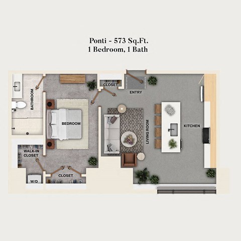 1 bed 1 bath apartment floor plan