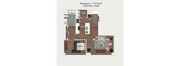 1 bed 1 bath apartment floor plan