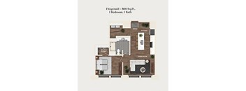 1 bed 1 bath apartment floor plan