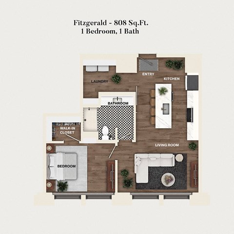 1 bed 1 bath apartment floor plan