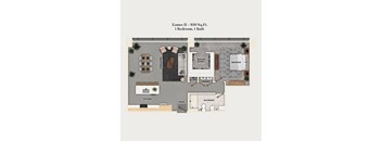 1 bed 1 bath apartment floor plan