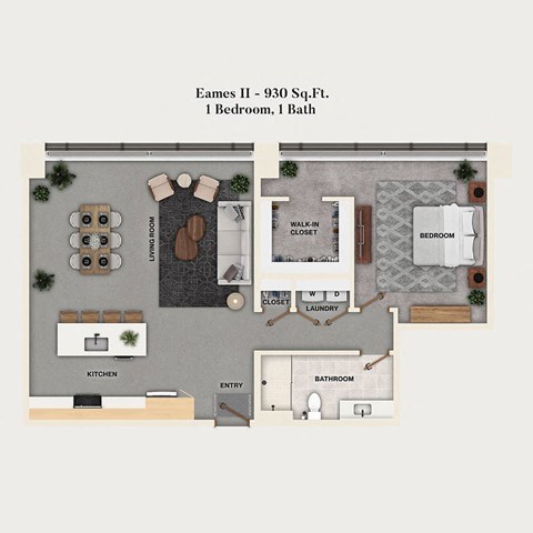 1 bed 1 bath apartment floor plan