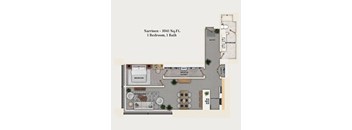 1 bed 1 bath apartment floor plan