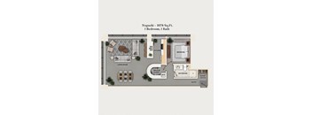 1 bed 1 bath apartment floor plan