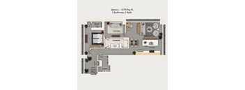 1 bed 1 bath apartment floor plan