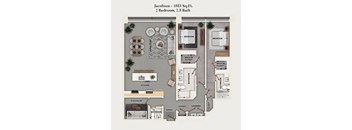 2 bed 2.5 bath apartment floor plan