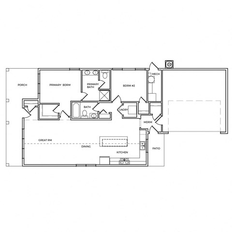 a schematic floor plan of a home showing the bedrooms and baths