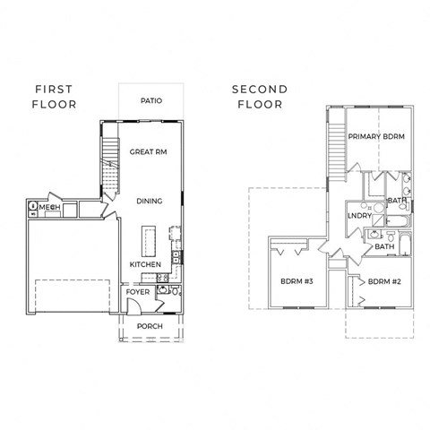 the floor plan of the first and second floor of a house