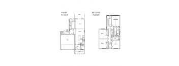two floor plans of the first and second floor of a house