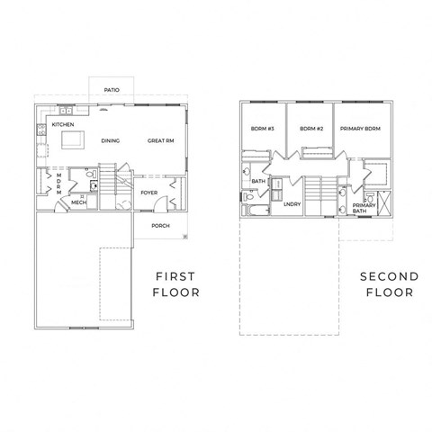a floor plan and a first and second floor of a house