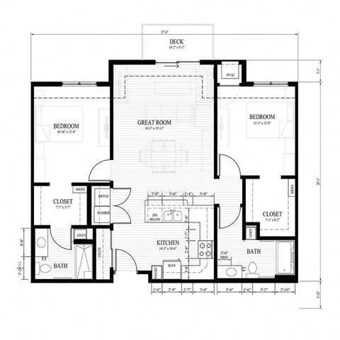 a floor plan of a house with a combination of bedrooms and baths