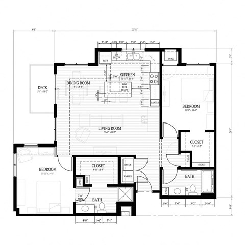 a floor plan of a house with a combination of bedrooms and baths