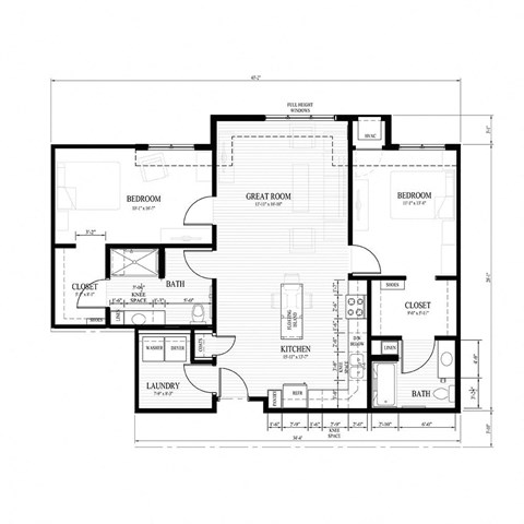 a floor plan of a home with two bedrooms and two baths