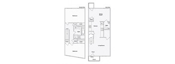 A floor plan of a two-story home with labeled rooms.