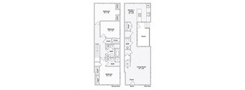 A floor plan of a two-story home with labeled rooms and dimensions.