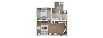 a 1 bedroom floor plan  503 square feet