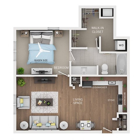 a 1 bedroom floor plan  503 square feet