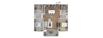 a floor plan of a house with a bedroom and a living room