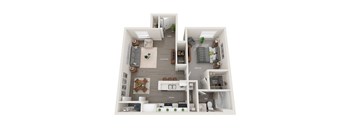 a 3d floor plan of a house with a checkered floor